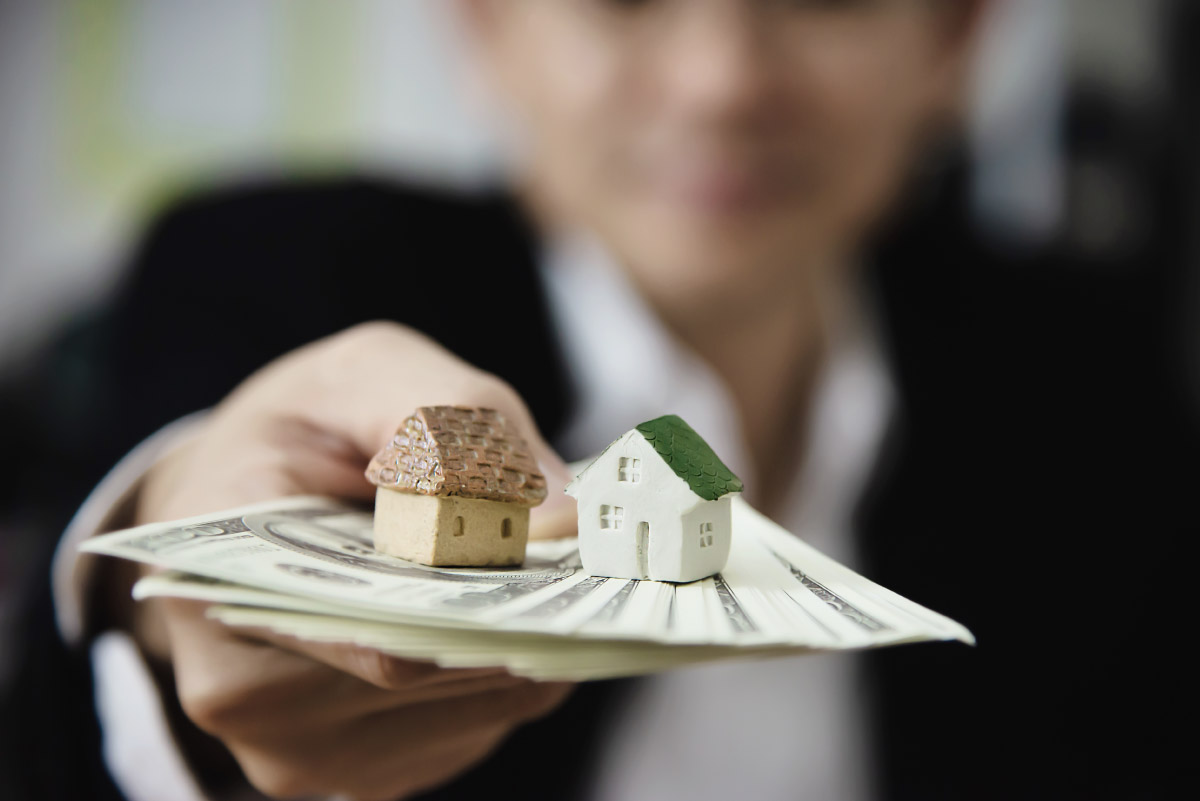 Men borrowing money from a moneylender